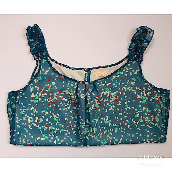 Anthropologie TULLE Tank Blouse Ruffle Strap - Picture 7 of 8